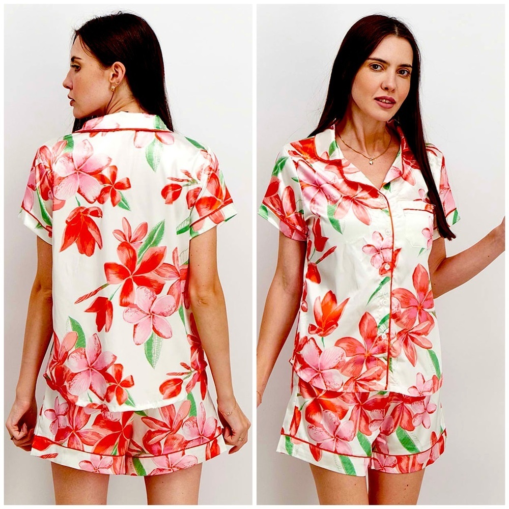 Nannette Lepore matching silk pajama set women’s size medium